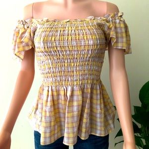 Brand new Max studio flutter sleeve smocked blouse